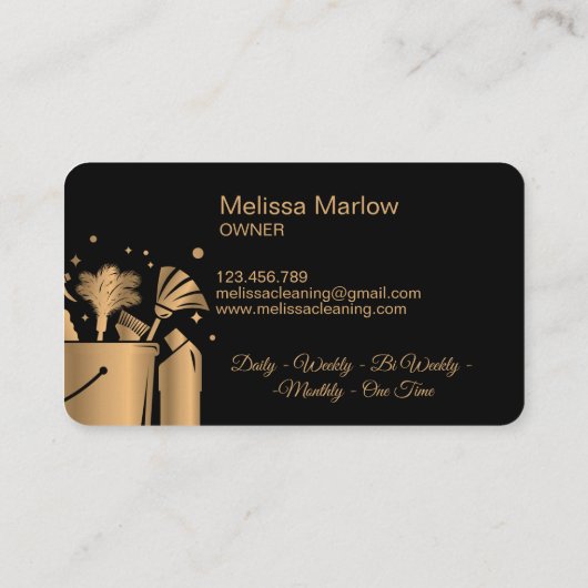 Roos voor professionele reiniging Gold Glitter Bus Visitekaartje (Achterkant)