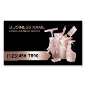 Roos voor professionele schoonmaak Gold Glitter Magnetisch Visitekaartje (Voorkant)