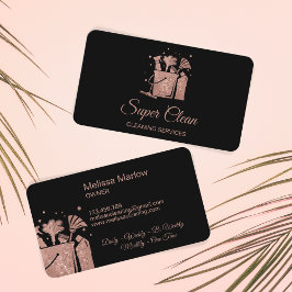 Roos voor professionele schoonmaak Gold Glitter Visitekaartje