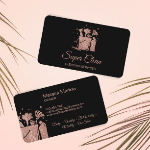 Roos voor professionele schoonmaak Gold Glitter Visitekaartje