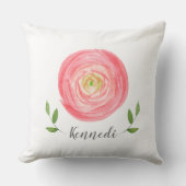 Roos voor roze roze Waterverf met naam Kussen (Voorkant)