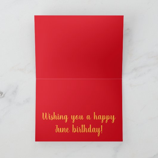 Roos voor verjaardag in juni, geboortemaand bloem kaart (Binnen)