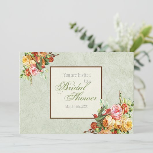  Roos voor vogels Bridal Shower Invitation Kaart (Staand voorkant)