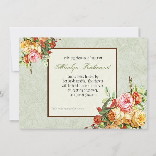  Roos voor vogels Bridal Shower Invitation Kaart (Achterkant)