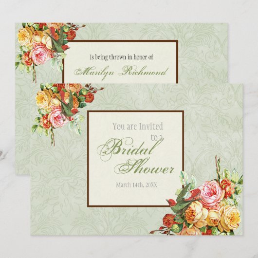  Roos voor vogels Bridal Shower Invitation Kaart (Voorkant / Achterkant)
