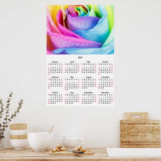 roos voor wandkalender 2021 - Poster regenboogstra (Keuken)