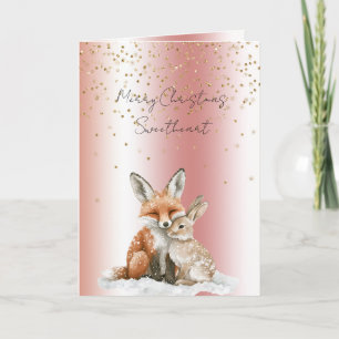 Roos Vos Herten Liefde Glitter Liefje Kerstmis Kaart