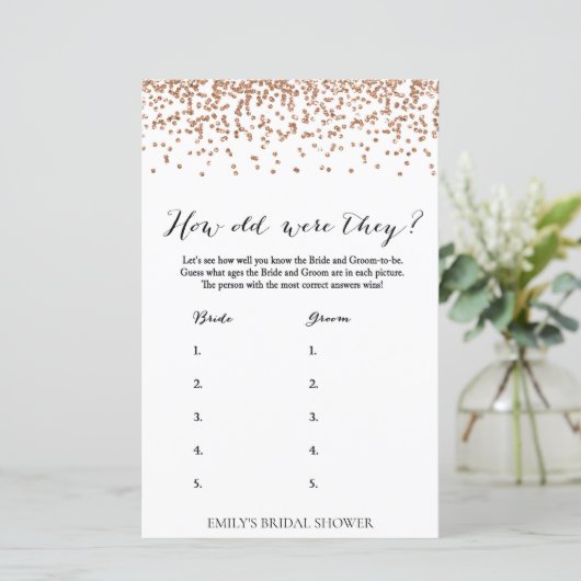 Roos Vrijgezellenfeest Game - Hoe oud waren ze? (Staand voorkant)