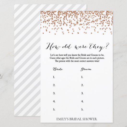 Roos Vrijgezellenfeest Game - Hoe oud waren ze? (Voorkant / Achterkant)