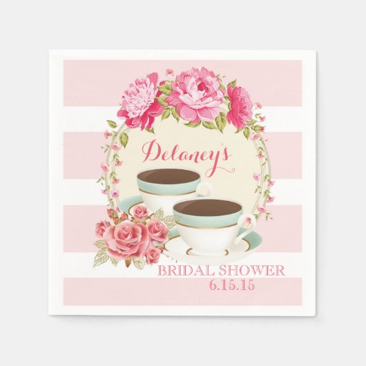 Roos Vrijgezellenfeest Tea Party servetten (Voorkant)