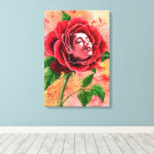 Roos Vrouw Canvas Print (Insitu (Houten vloer))