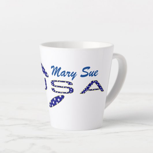 Roos VS Vlag Blauw Gepersonaliseerd Latte Mok (Rechterhoek)