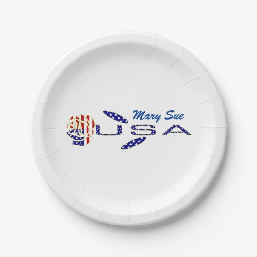 Roos VS Vlag Blauw Gepersonaliseerd Papieren Bordje (Voorkant)