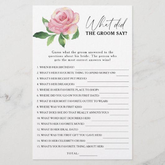 Roos - Wat zei de bruidegom tegen het bruidsspel? (Voorkant)
