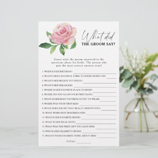 Roos - Wat zei de bruidegom tegen het bruidsspel? (Staand voorkant)
