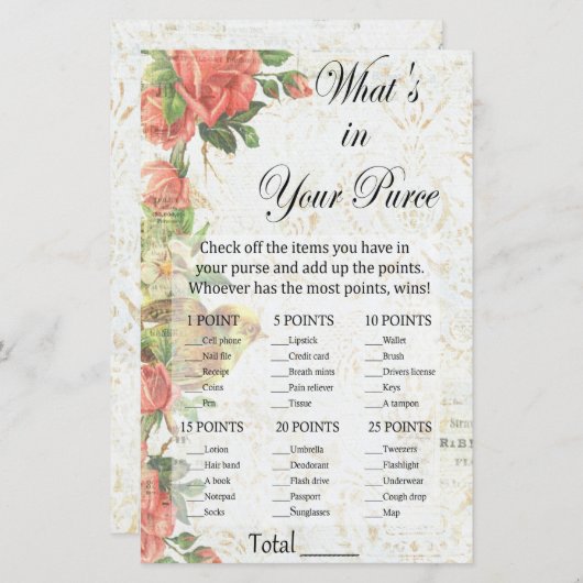 roos Wat zit er in je handtas? (Voorkant / Achterkant)