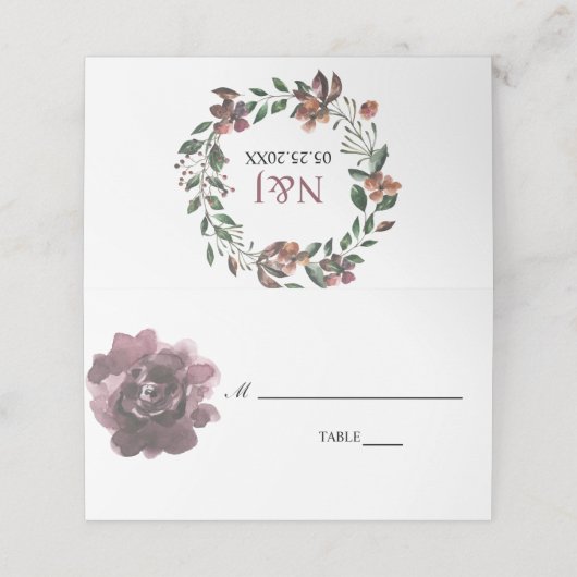 roos waterverf bloemen wangerschoen plaatskaartje (Buitenkant ongevouwen)