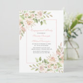 Roos Waterverf Blush Pink Floral Engagement Party Kaart (Staand voorkant)