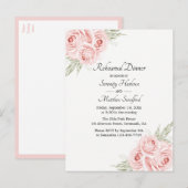 Roos Waterverf Blush Roze Floral repetitie Dinner Uitnodiging Briefkaart (Voorkant / Achterkant)