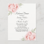 Roos Waterverf Blush Roze Floral repetitie Dinner Uitnodiging Briefkaart (Voorkant)