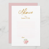 ROOS Waterverf bruiloft Advieskaart (Voorkant / Achterkant)