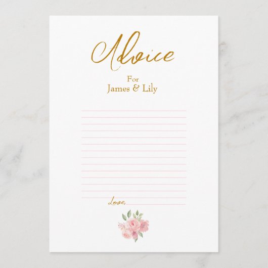 ROOS Waterverf bruiloft Advieskaart (Voorkant)