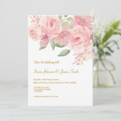 ROOS Waterverf bruiloft uitnodiging (Staand voorkant)