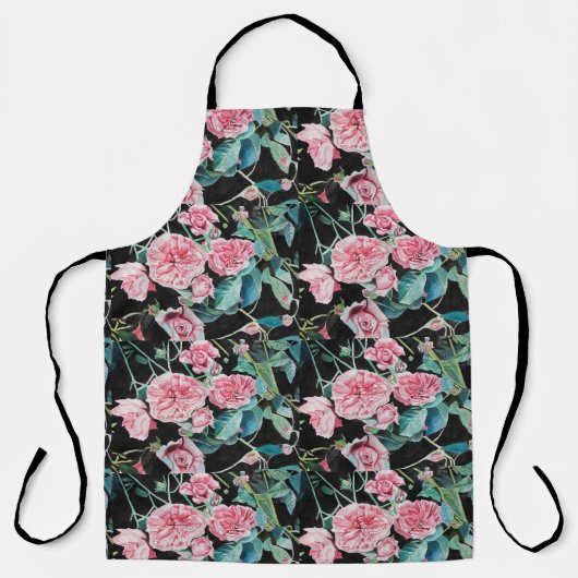 Roos Waterverf donkerroze Bloem Bloemen Schort (Voorkant)