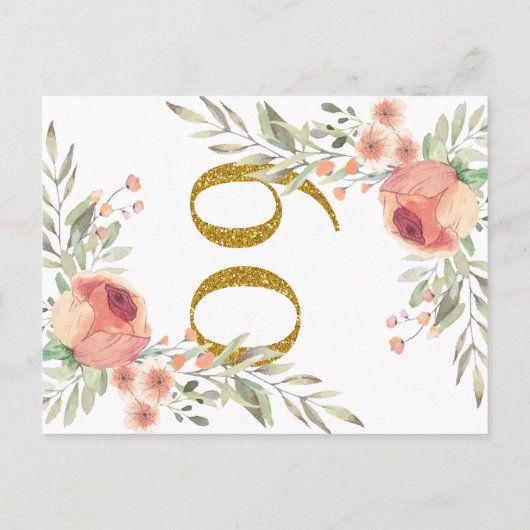 Roos waterverf en elegant script 60e verjaardag uitnodiging briefkaart (Achterkant)