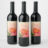 Roos waterverf en rode wijnbruiloften labels wijn etiket (Flessen)