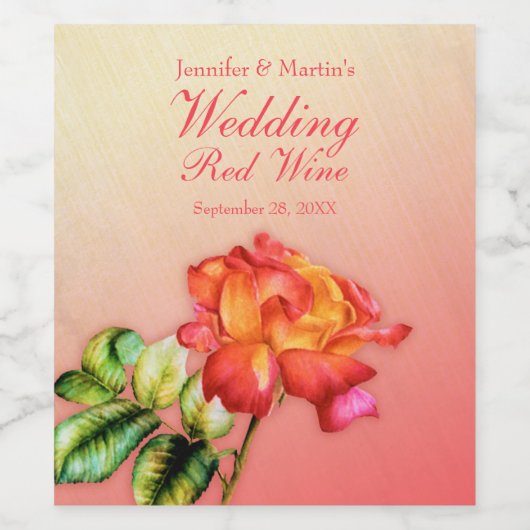 Roos waterverf en rode wijnbruiloften labels wijn etiket (Enkel label)