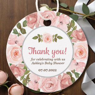 Roos Waterverf Floral Baby shower Bedankjes Labels