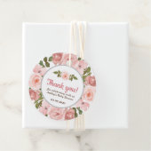 Roos Waterverf Floral Baby shower Bedankjes Labels (In situ)