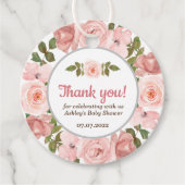 Roos Waterverf Floral Baby shower Bedankjes Labels (Voorkant)