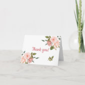 Roos Waterverf Floral Baby shower Bedankkaart (Voorkant)