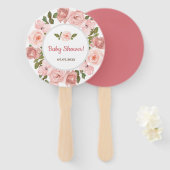 Roos Waterverf Floral Baby shower Handwaaier (Voorkant en achterkant)