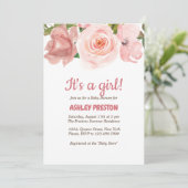 Roos Waterverf Floral Baby shower Kaart (Staand voorkant)