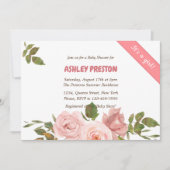 Roos Waterverf Floral Baby shower Kaart (Voorkant)