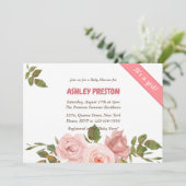 Roos Waterverf Floral Baby shower Kaart (Staand voorkant)