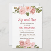 Roos Waterverf Floral Baby shower Kaart (Voorkant)