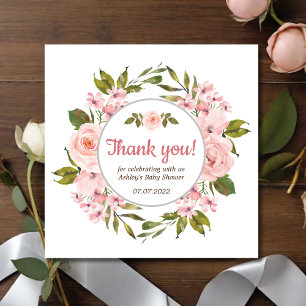 Roos Waterverf Floral Baby shower Kaart