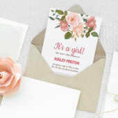 Roos Waterverf Floral Baby shower Kaart
