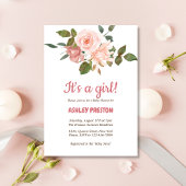 Roos Waterverf Floral Baby shower Kaart