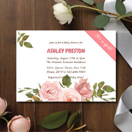 Roos Waterverf Floral Baby shower Kaart