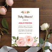 Roos Waterverf Floral Baby shower Kaart
