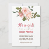 Roos Waterverf Floral Baby shower Kaart (Voorkant)