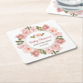 Roos Waterverf Floral Baby shower Kartonnen Onderzetters (Schuin)