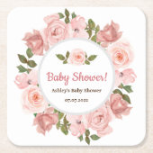 Roos Waterverf Floral Baby shower Kartonnen Onderzetters (Voorkant)