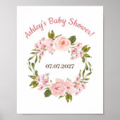 Roos Waterverf Floral Baby shower Poster (Voorkant)