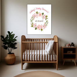 Roos Waterverf Floral Baby shower Poster
